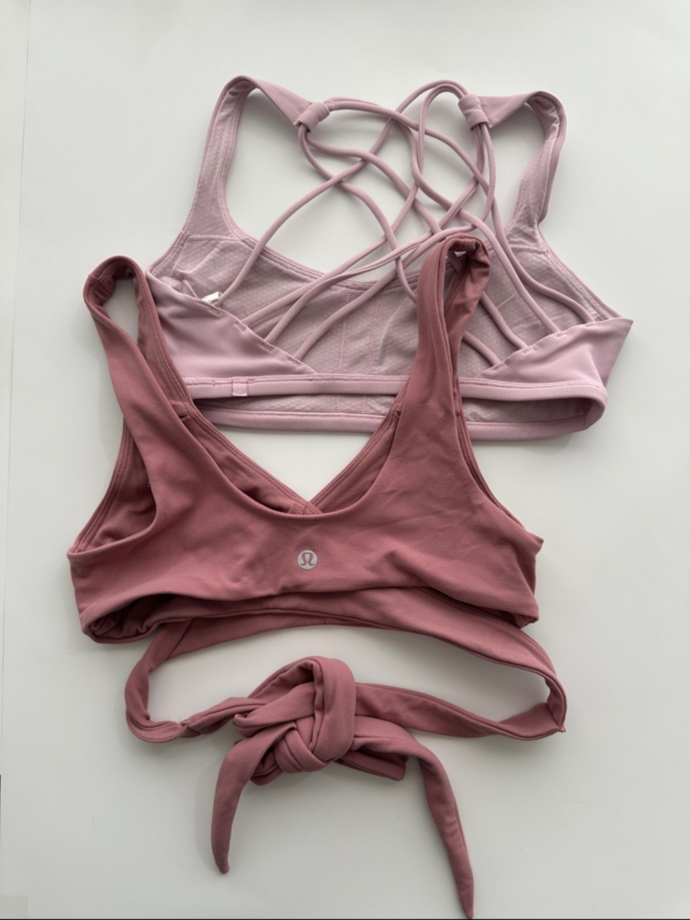 Lululemon Women's Light Pink & Mauve Cross-Back Sports Bras